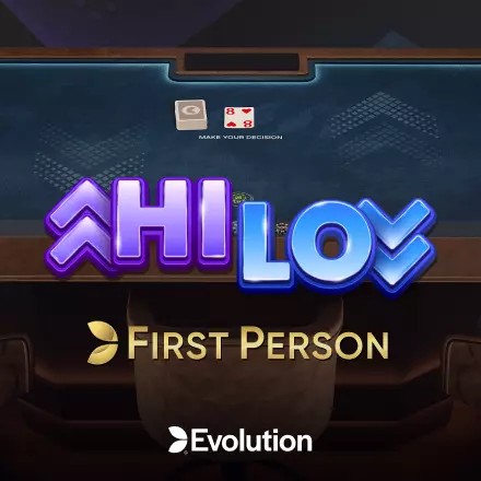 Official Table Games logo: First Person Hi Lo by Evolution at CrownJewelz